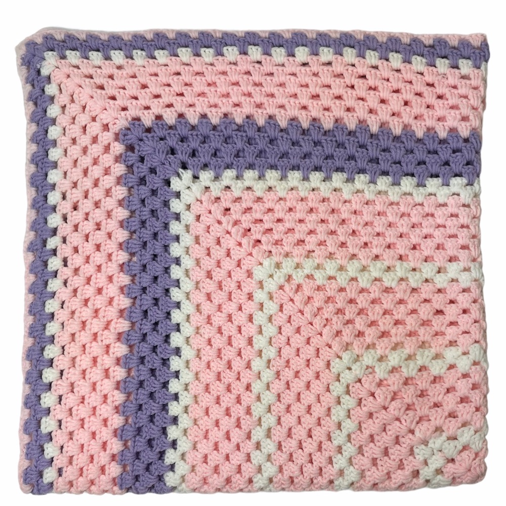 Hand Crocheted Blanket Handmade Quilt Hand Crafted Quilt Colorful Knit Lavender - Picture 6 of 12